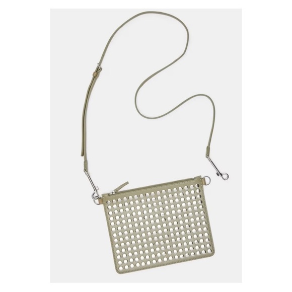 New! THEORY Transformer Studded Leather Pouch Crossbody Bag - Picture 3 of 10
